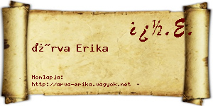 Árva Erika névjegykártya